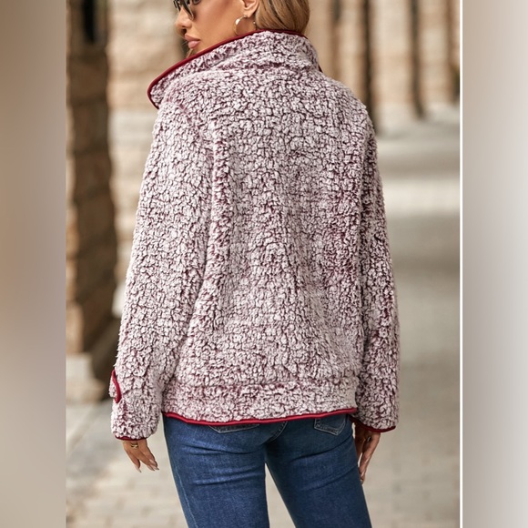 Fuzzy Pocketed Button Up Jacket - Picture 4 of 12